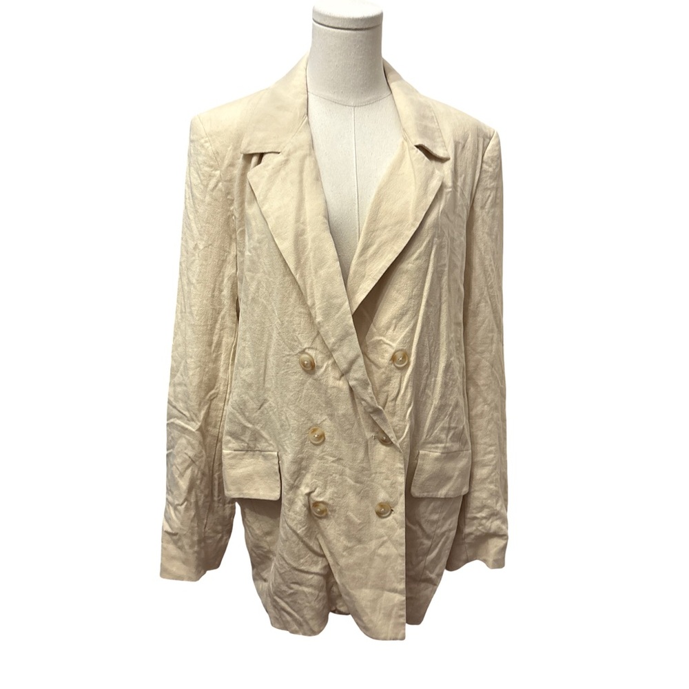 Free People Cream Double-Breasted Blazer